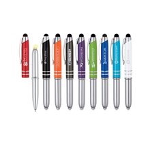 All - In - One Ballpoint Pen, Stylus Led Light In Black, Blue, Or Red