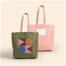 All That Grocery Tote - Colored Canvas With Leather Handles