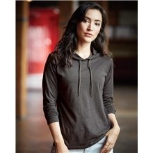 Anvil - Womens Lightweight Long Sleeve Hooded T - Shirt - COLORS