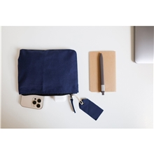 Avery Cotton Zippered Pouch - Navy Blue