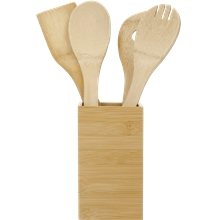 Bamboo 4- piece Kitchen Tool Set and Canister