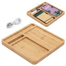 Bamboo Desk Organizer with 5W Wireless Charger