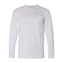 Bayside Long Sleeve T - shirt with a Pocket - HEATHERS