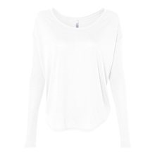 Bella + Canvas Ladies Flowy Long Sleeve T - Shirt With 2x1 Rib Sleeves - 8852 - WHITE