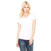 Bella + Canvas Ladies Jersey Short - Sleeve V - Neck T - Shirt - WHITE