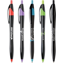 black hourglass shaped click pen