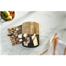 Black Marble Cheese Board Set with Knives