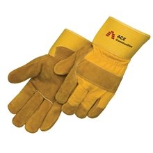Bourbon Brown Split Cowhide Gloves with Yellow Canvas Back