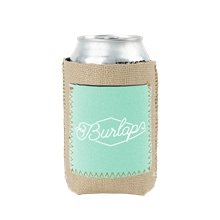 Burlap Koozie Little Buddy With Neoprene Pocket