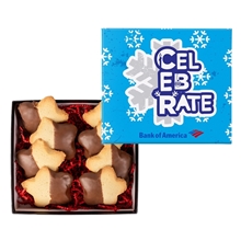 chocolate dipped star cookie in gift box