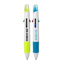 Click N Glo 5 In 1 Fluorescent Highlighter 4 Color Pen Combo
