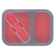 Collapsible 2- Section Food Container With Dual Utensil