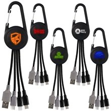 Color Light Up Dual Input 3- In -1 Carabiner Charging Cable
