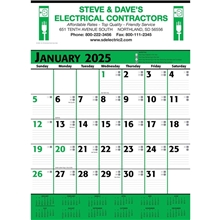 Commercial Planner Wall Calendar Green Black 2025, 2+ Imprint Colors