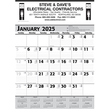Commercial Planner Wall Calendar Grey Black 2025, 1 Color Imprint