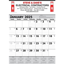 Commercial Planner Wall Calendar Grey Black 2025, 2+ Imprint Colors