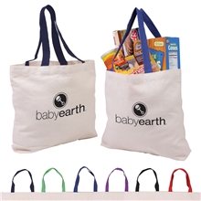 Cotton Canvas Tote Bag with Color Accents