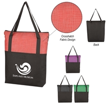 Crosshatch Non - Woven Zippered Tote Bag