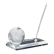 Crystal Globe Pen Stand Set