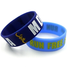 debossed color filled silicone bracelets 25mm