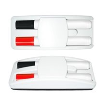 Dry Erase Gear Marker Eraser Set With Black Red Markers