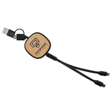 Dual Input 3- In -1 Bamboo Retractable Cable