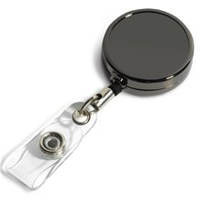 DUBLIN GUNMENTAL LZ 30 Cord Gunmetal Colored Solid Metal Retractable Badge Reel and Badge Holder with Laser Imprint