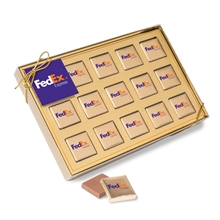 Fifteen Piece Chocolate Foiled Square Box - Full Color