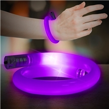 Flashing Coil Tube Bracelet - Purple Plastic with White LEDs