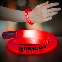 Flashing Coil Tube Bracelet - Red Plastic with Red LEDs