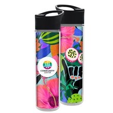 Full Color Wrap 16 oz Insulated Bottle With Pop Up Sip Lid