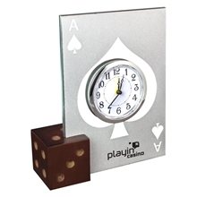 Glass Casino Alarm Clock W / Wooden Dice Base