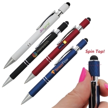 Halcyon(R) Executive Metal Spin Top Pen with Stylus, Full Color Digital