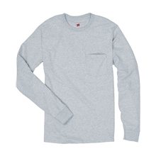 Hanes 6.1 oz Tagless(R) Long - Sleeve Pocket T - Shirt - 5596 - Heathers