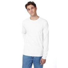 Hanes 6.1 oz Tagless(R) Long - Sleeve Pocket T - Shirt - 5596 - Neutrals