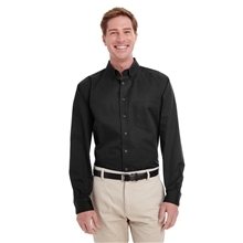 Harriton Mens Tall Foundation 100 Cotton Long - Sleeve Twill Shirt with Teflon(TM)