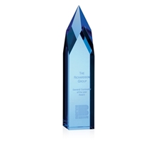 Blue Crystal Pillar Award - 14x9x9 Inch