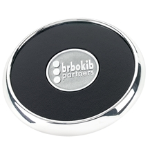 Jaffa Round Zinc, Cork and Leather Coaster