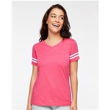 LAT - Womens Football V - Neck Fine Jersey Tee - COLORS