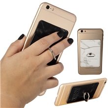 Leeman(TM) Marble Card Holder with Metal Ring Phone Stand