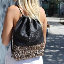 Leopard Print Non - Woven Drawstring Bag