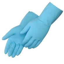 Light Blue Latex Unsupported Flock Lined Glove