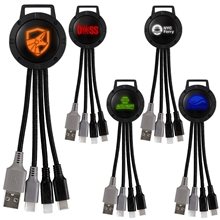 Light Up Color Two Tone Dual Input 3- In -1 Charging Cable