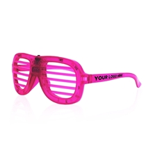 Light Up Slotted Shutter Shade Glasses - Pink