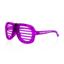 Light Up Slotted Shutter Shade Glasses - Purple