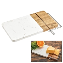 Marble Acacia Cheese Board w / Cheese Slicer