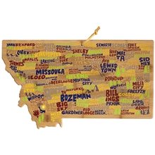 Montana State Shaped Cutting and Serving Board with Artwork by Wander on Words(TM)