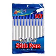Pack Of 10 Stick Pens, Medium Point - Blue
