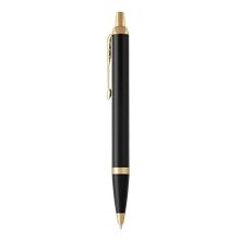 Parker IM Retractable Ballpoint Pen, Deep Black Lacquer w / Gold Trim, Medium Point, Black Ink