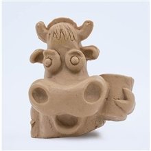 Pencil Top Stock Eraser - Cow With Milk Glass
